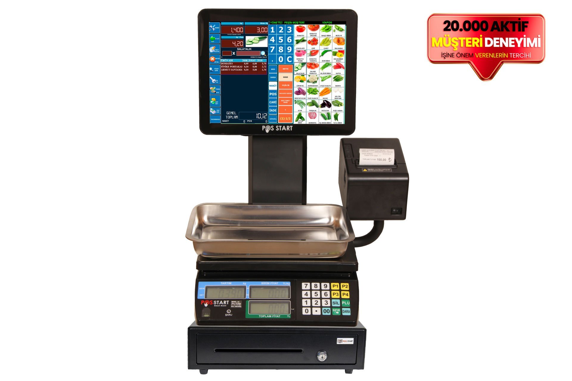 Pos Terazi | Manav Barkod Sistemi | 8 Digit müşteri Ekranı